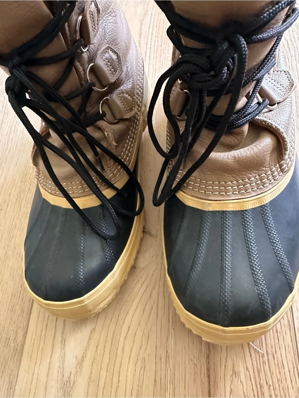 Sorel Womens Manitou Brown Leather Round Toe Winter Snow Boots Vintage US 8